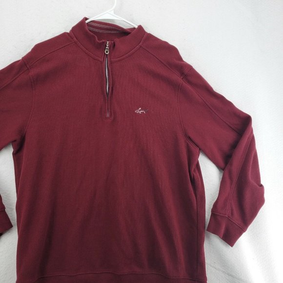 Greg Norman Sweater Men's Long Sleeve 1/4 Zip Pullover Shark Red Medium - Picture 5 of 12